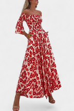 Sea Floral Off-the-Shoulder Dress